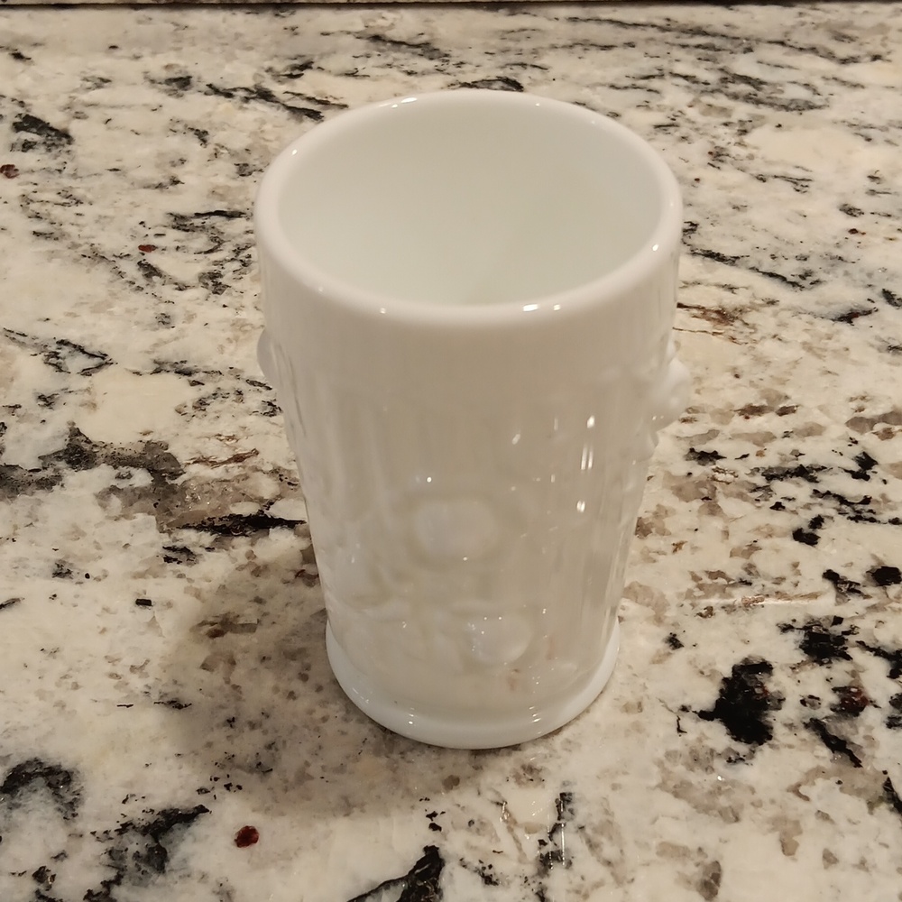 Vintage Rose Embossed milk glass tumbler